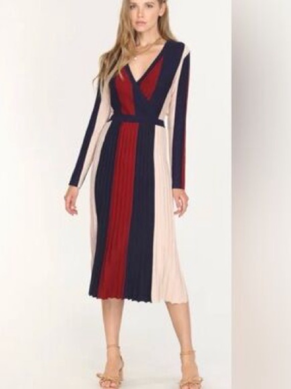 Adelyn Rae colorblock knit sweater midi dress. M